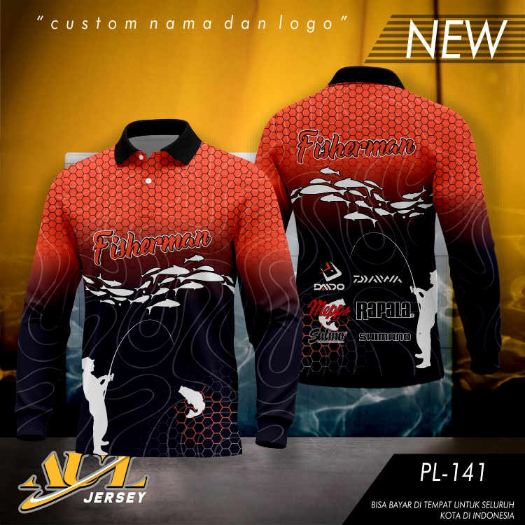 Baju Mancing Kerah Lengan Panjang - Jersey Mancing Costum -Baju Mancing Lengan Panjang