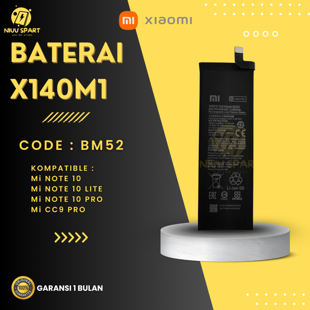BATERAI BATTERY XIAOMI BM52 XIAOMI MI CC9 PRO/MI NOTE 10/PRO DOUBLE [IC POWER] ORIGINAL