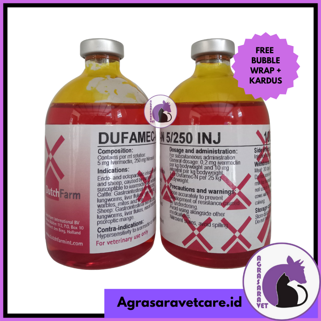 DUFAMEC N injeksi 100 ml (iv erm ec tin & nitroxinil) - obat cacing hati dan gilig ampuh untuk sapi 