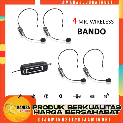 Mikrofon Mic Clip On Wireless UHF 2.4G Presentasi Tur Imam Masjid Musholla 4 Mic