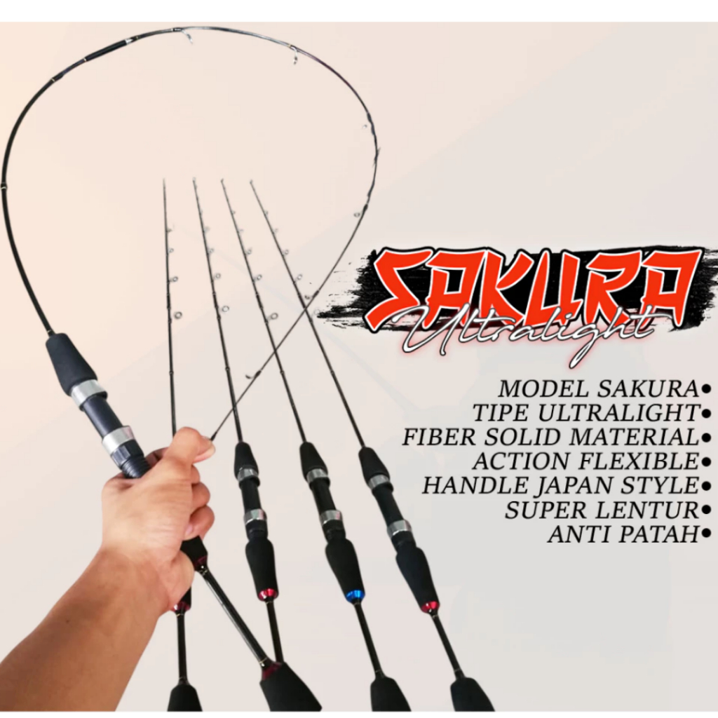 joran ul ultralight ajiro sakura 2-6 lb bahan fiber solid lentur 150 165 180 198 cm cod
