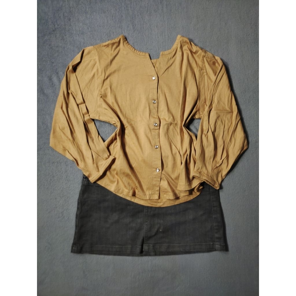 Atasan Wanita Lengan 7/8 Warna Mustard Cutee