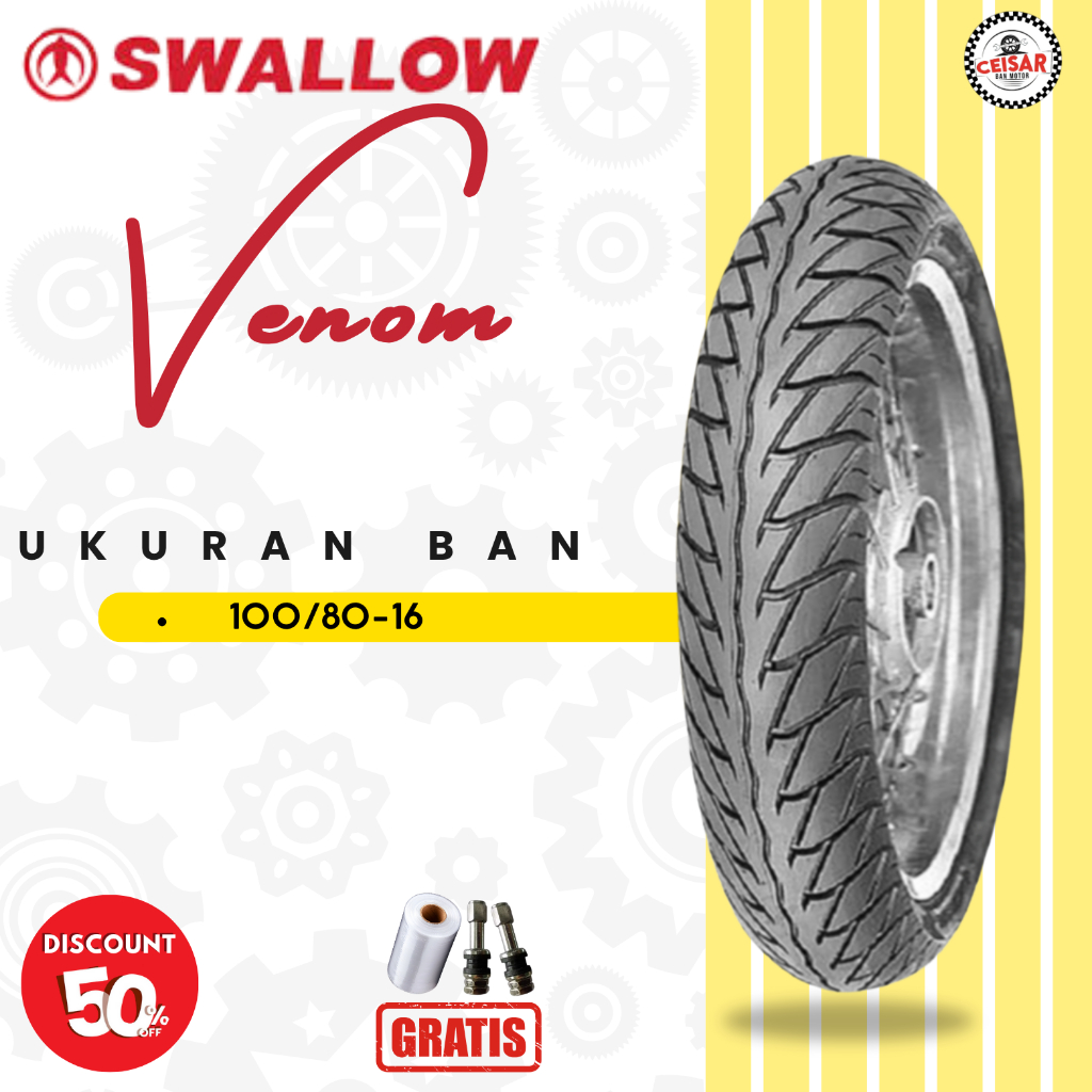 Ban Motor Skywave Nouvo Hayate Swallow Venom 100/80 Ring 16 Tubeless