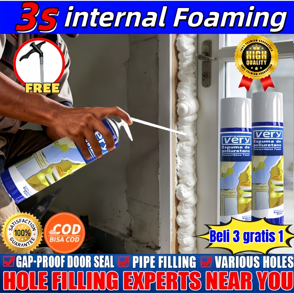 750ML PU Foam Spray Polyurethane  Busa Poliuretan Lem Sealant Penyegel yang Kuat Anti Air Peredam Pa