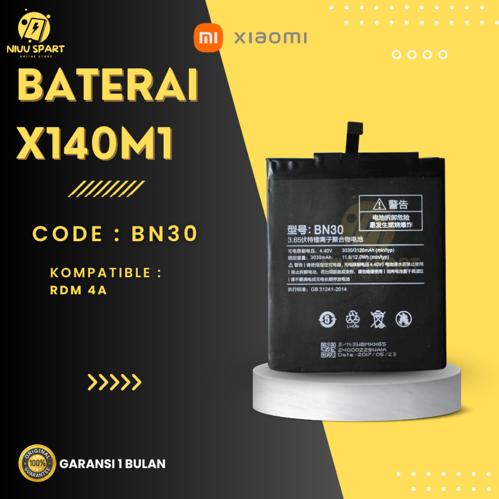BATERAI BATTERY XIAOMI BN30 XIAOMI REDMI REDMI 4A DOUBLE [IC POWER] ORIGINAL