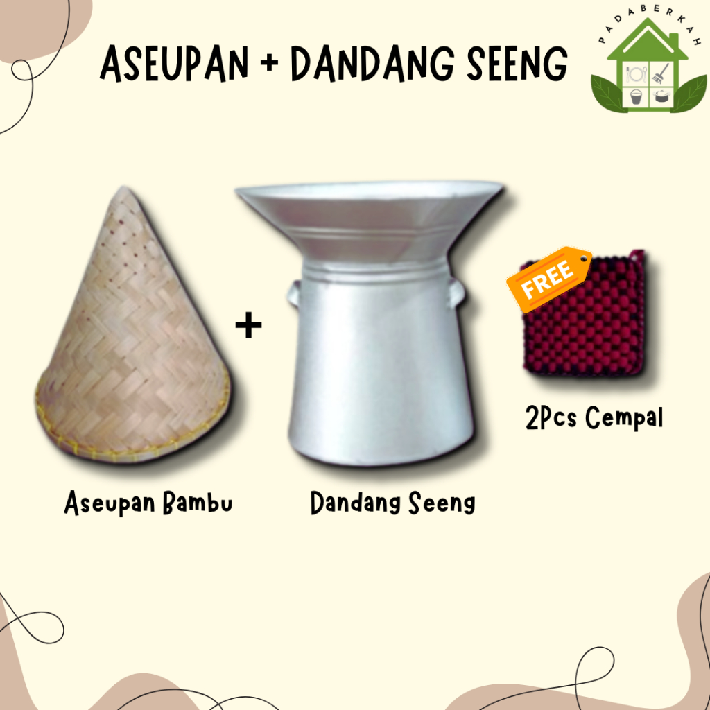 Aseupan Bambu + Dandang Seeng Alumunium Langseng Panci Kukus Seeng Kuno