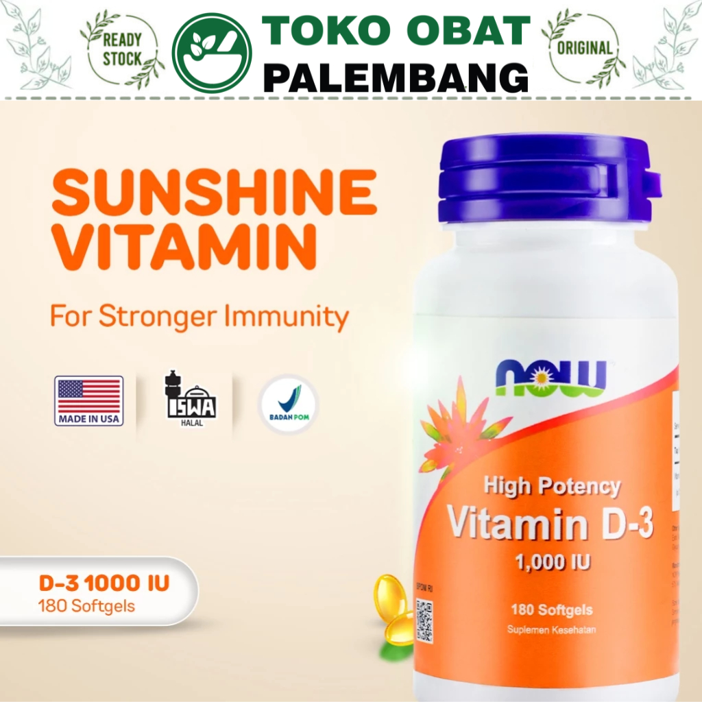 NOW HIGH POTENCY VITAMIN D3 1000IU 180 SOFTGEL NOW SUPPLEMENTS NOW FOODS VIT D-3 1000 IU SISTEM IMUN