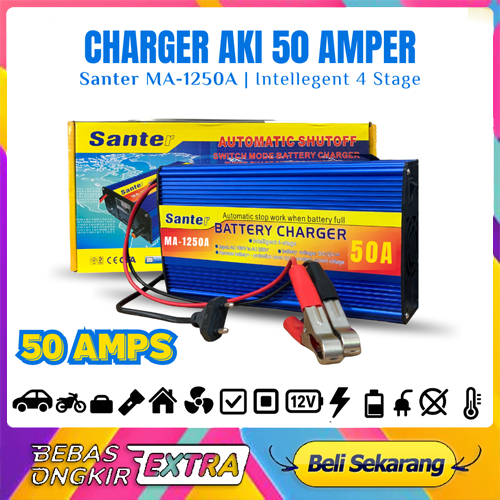 Charger Aki Otomatis Smart Intelligent Auto Repair SANTER MA-1250A charger aki mobil 12V 50 Amper