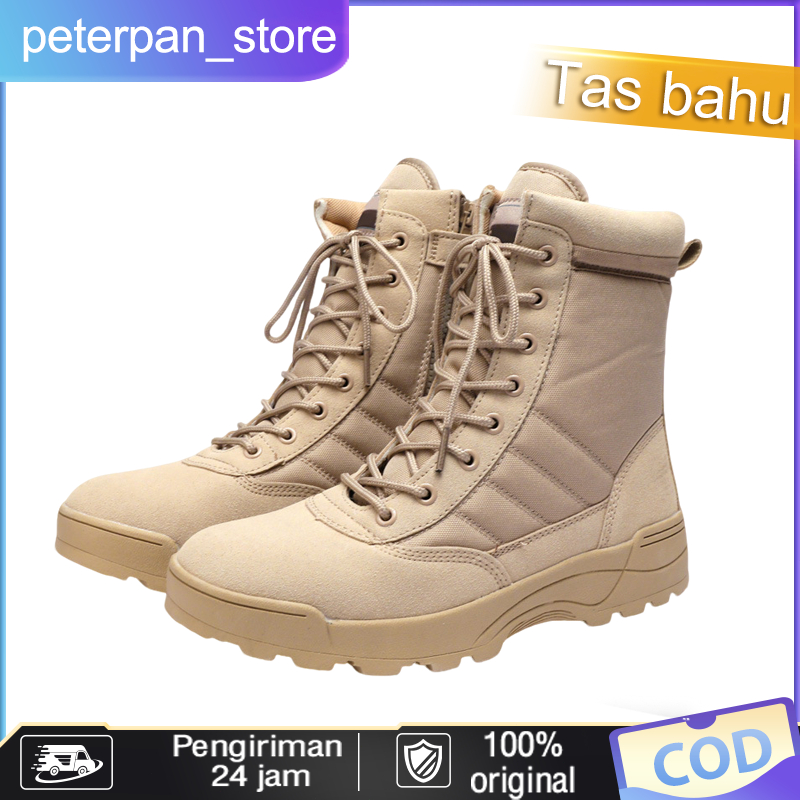 Boots Pria PDL Sepatu Boots Pria untuk Kerja Lapangan Taktis Gurun dengan Sol Anti Licin Ukuran 39-4