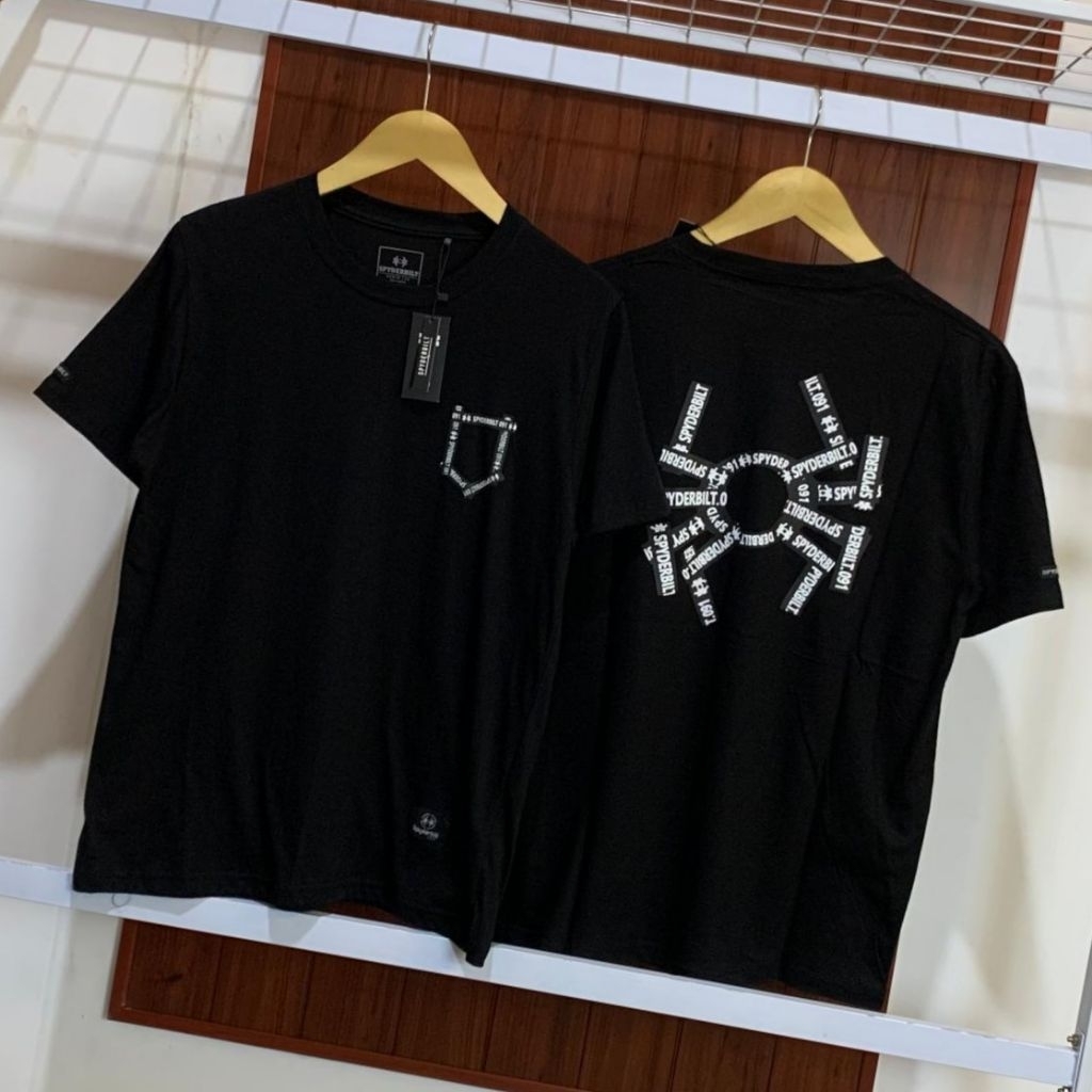 SPYDER Kaos Distro Pria Wanita Terbaru Free Stiker Baju Atasan T-shirt Warna Hitam Hijau Pink Muda