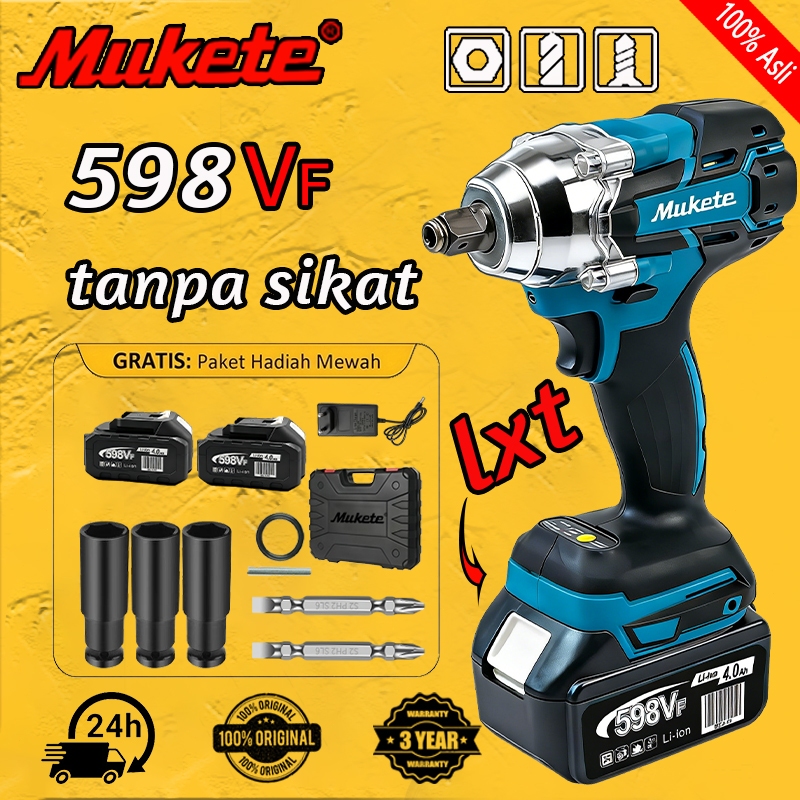 MUKETE Impact Wrench 700N.M Bor Listrik Impact Torsi Besar Untuk Beton Kayu Bor Cordless