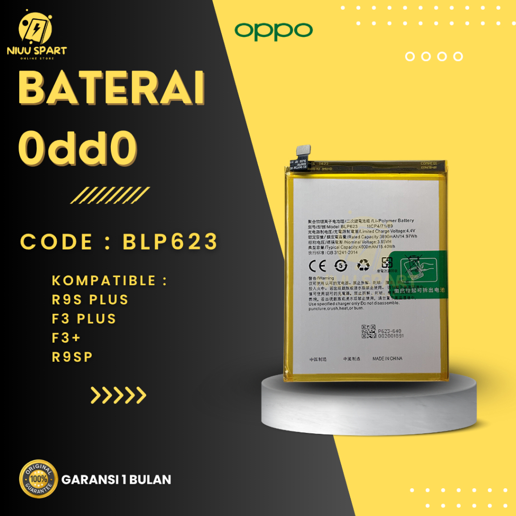 BATERAI BATTERY OPPO BLP623 / BLP625 F3 PLUS / R9S PLUS DOUBLE [IC POWER] ORIGINAL