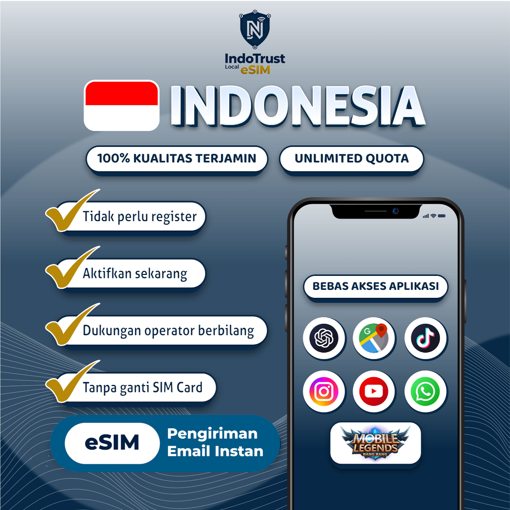 IndonTrust esim Indonesia 3GB15HARI Telkomsel | Solusi IMEI Blokir | IPHONE Inter