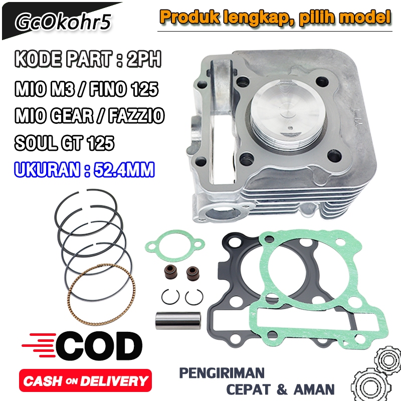 BLOK SEHER MIO M3, FINO125, SOUL GT 125, X-RIDE 125, MIO GEAR KODE PART 2PH PISTON 52.4MM MODIFIKASI