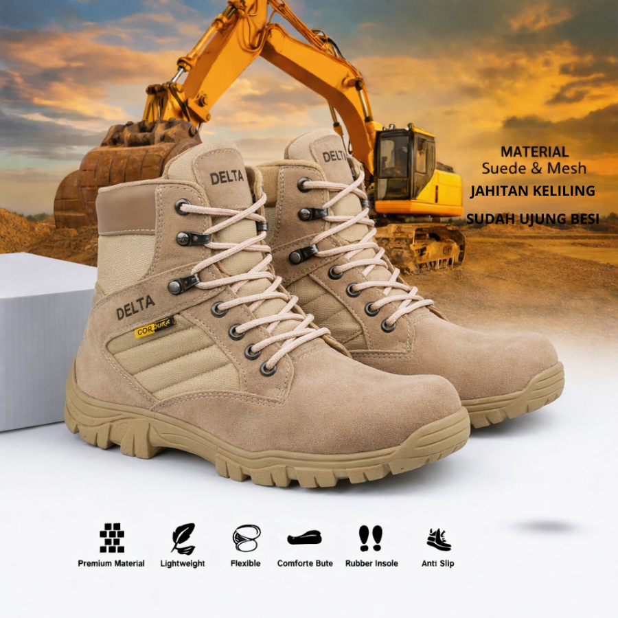 SEPATU BOOTS PRIA HIGH KREM PDL CORDURA