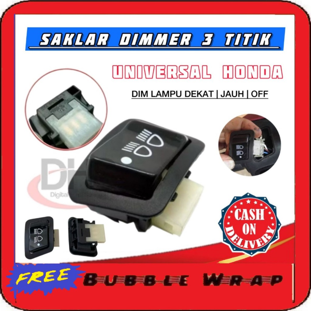 Saklar Lampu Motor Honda / Tombol Lampu DIM Motor Beat 3 Fungs ON OFF / Saklar Dim 3titik