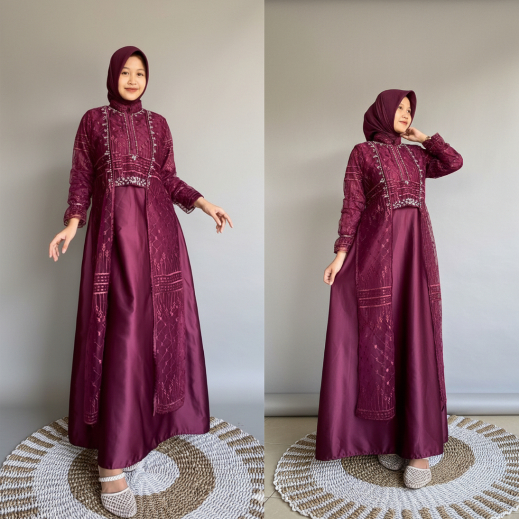 DRESS ANNISA BROKAT LEBARAN TERBARU GAMIS LEBARAN GAMIS KONDANGAN GAMIS Hijab Kebaya modern