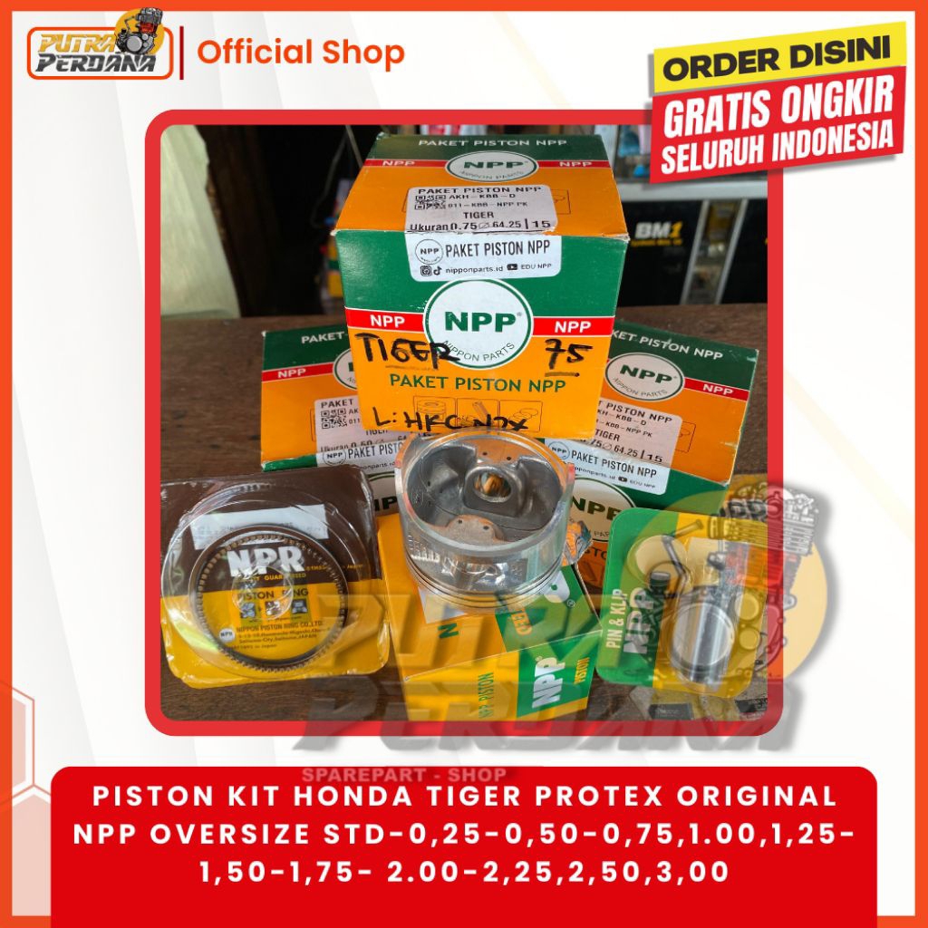 Piston Kit Tiger Original NPP STD – 3.00 | Piston Set Honda Tiger  NPP Original