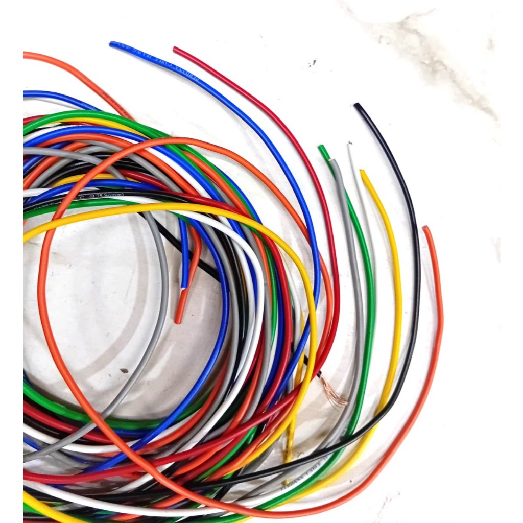 kabel polos paket 8 warna kabel 0,75 setara awg 18 untuk aksesoris , variasi , lampu , audio mobil /