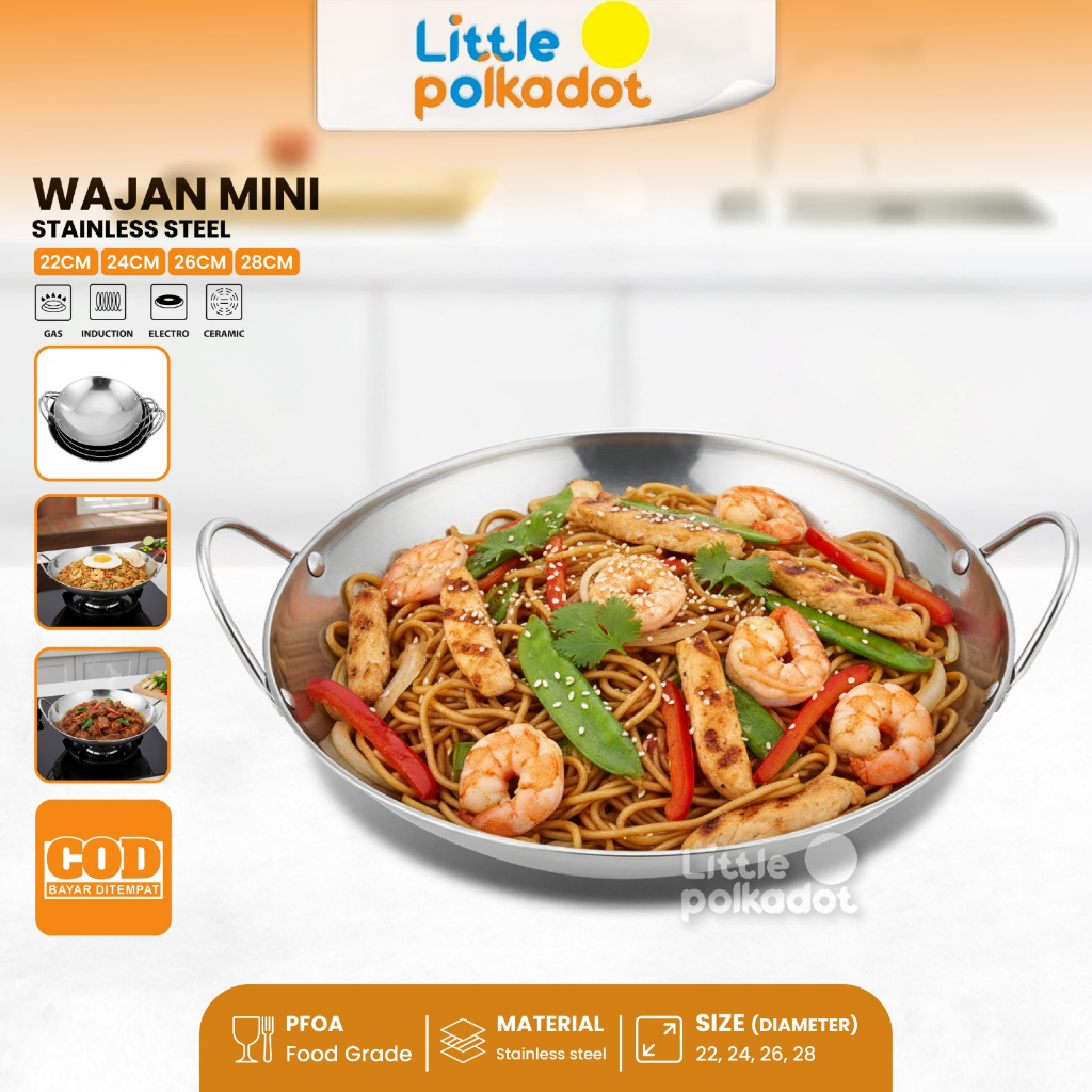 Littlepolkadot Wajan Mini Stainless Anti lengketWajan Stainless Tebal Kuali Premium Dengan Pegangan 