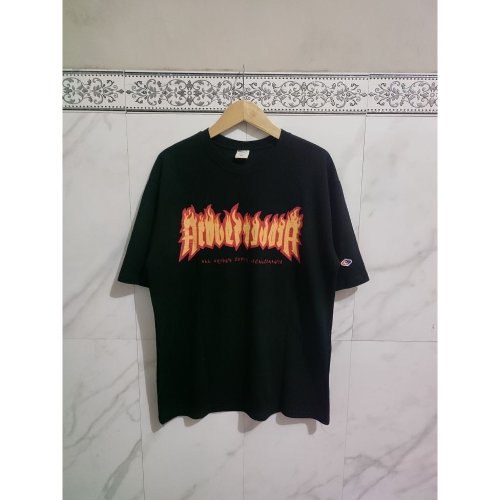 Kaos Oblong Acover Motif Flame Hitam