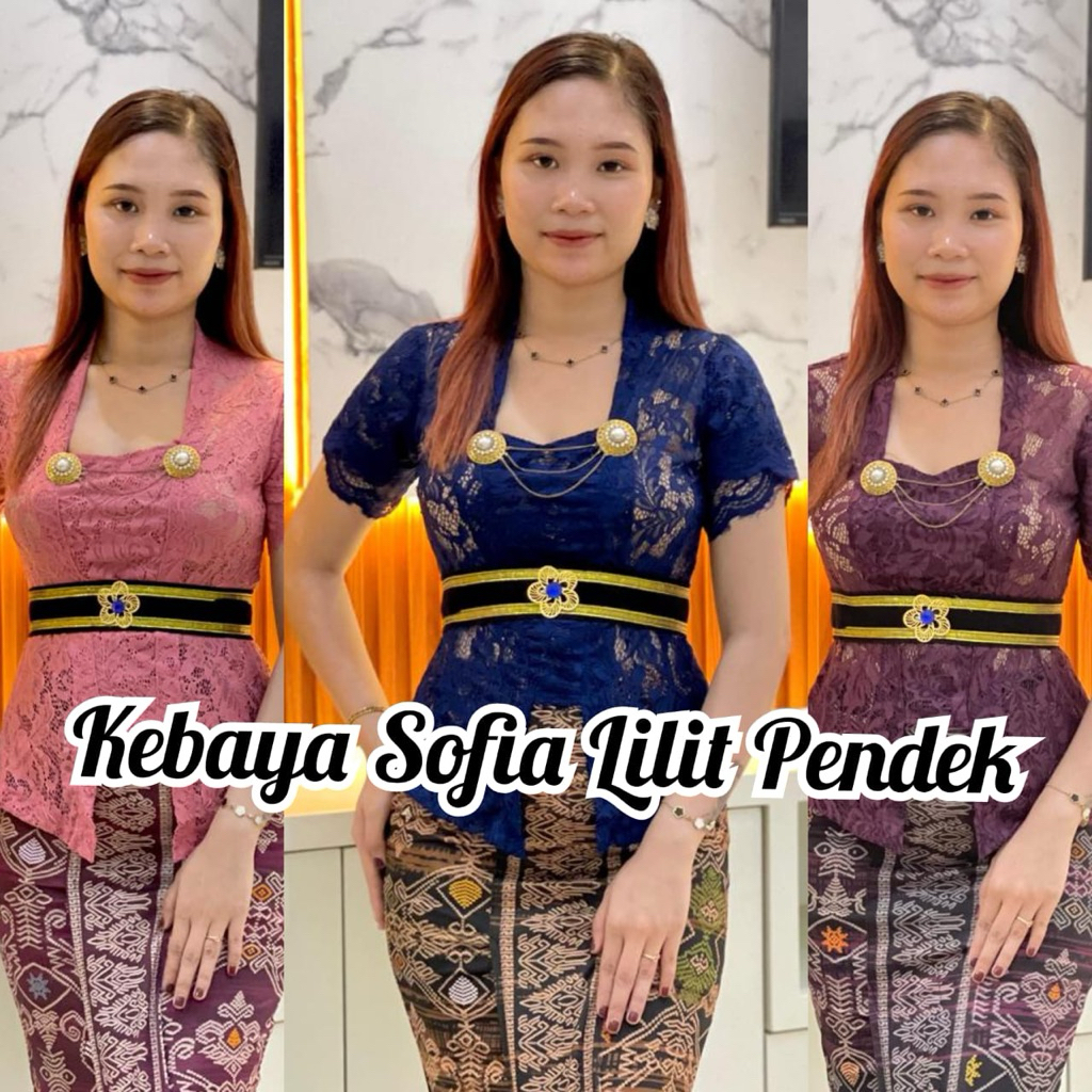 SET KEBAYA SAJA/Kebaya Wisuda Sofia lengan Lilit Pendek/KEBAYA lengan Pendek Lilit/atasan tradisiona