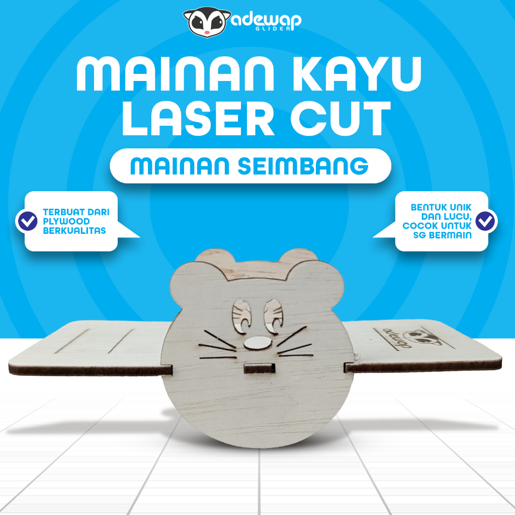 ADEWAP GLIDER Ayunan Laser Cut Rumah Kayu Sugar Glider Hamster Marmut Tempat Bersembunyi & Bermain Hewan Kecil