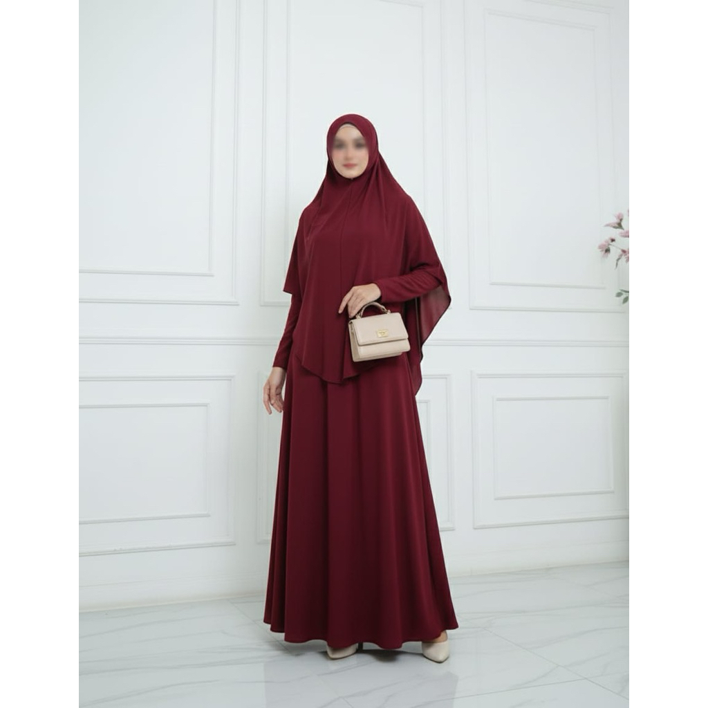 Kanaya - gamis set khimar syari Abaya terbaru ( umroh dan hajian )