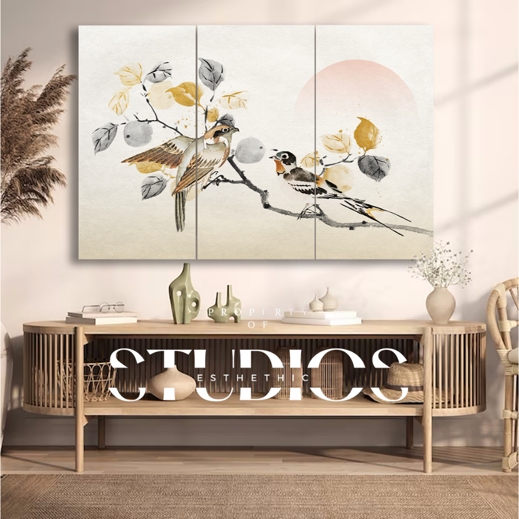 #ART81 WALL DECOR BURUNG LUCU PIPIT Jepang Japan China Chinese BIRD WATER COLOR ART WORK SENI COLOUR