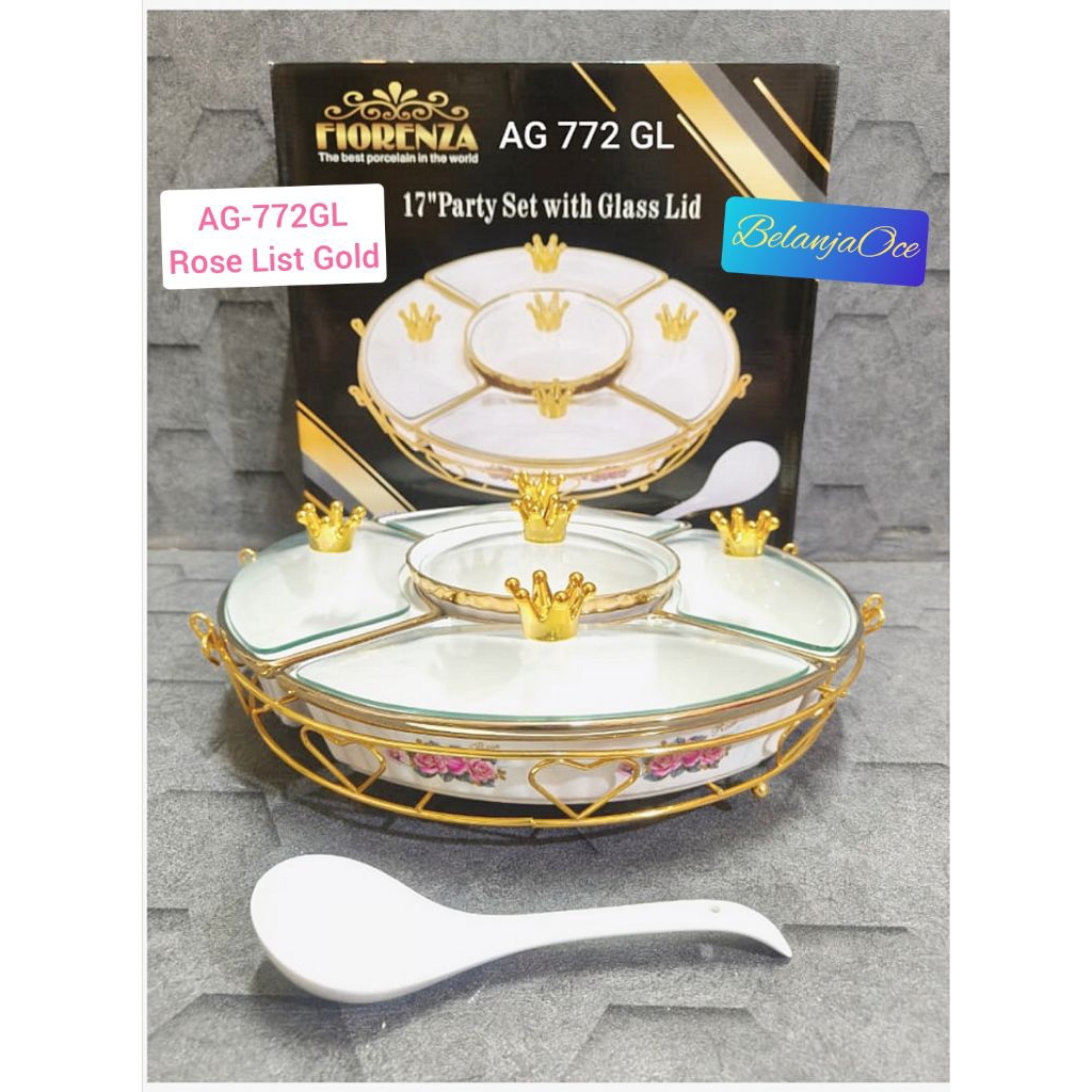 [Packing Kayu] Prasmanan Putar Keramik FIORENZA Set 17 inch (ORIGINAL)