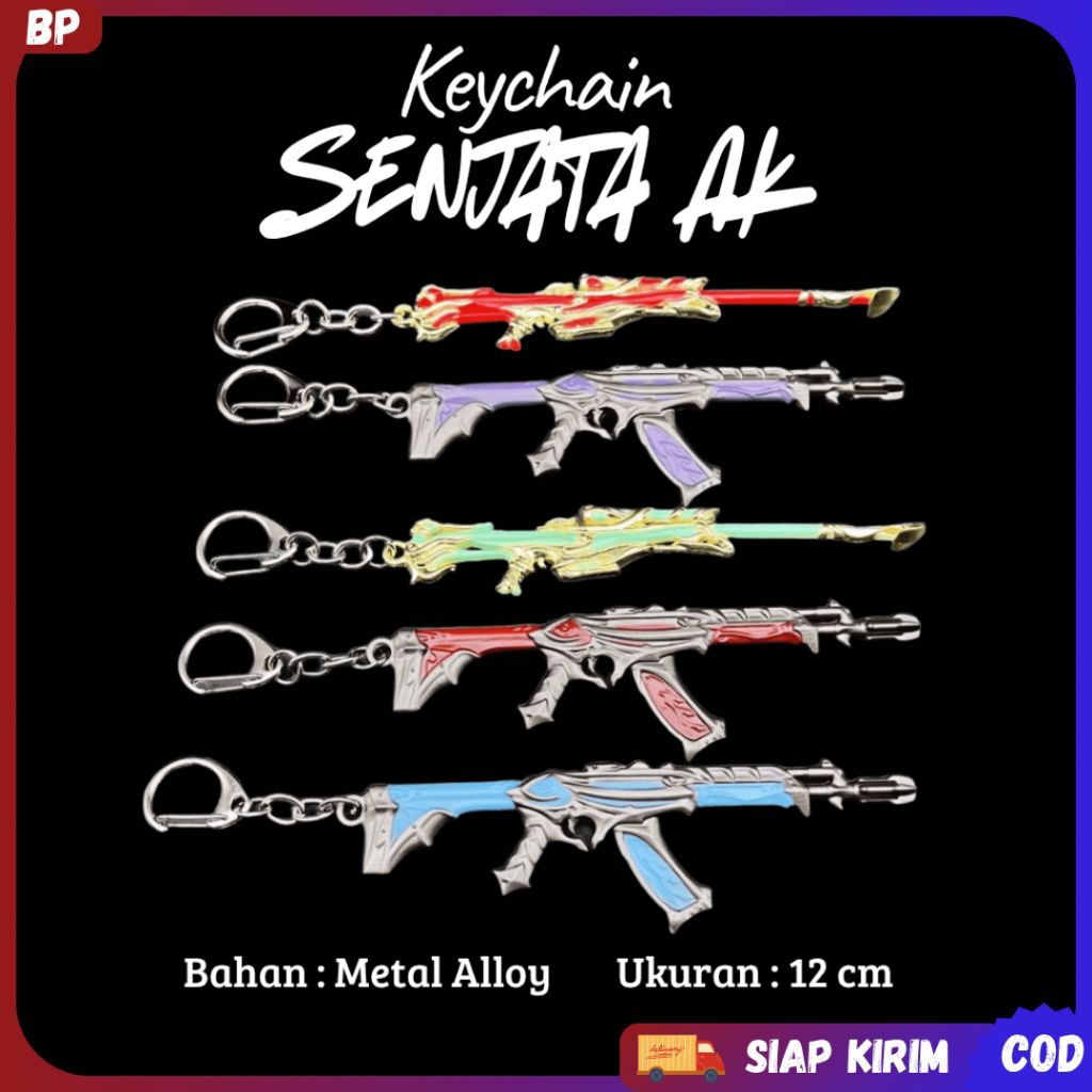 Keychain Weapon AK Valorant 12 CM Metal Alloy | lGenshin Impact | Gantungan Kunci