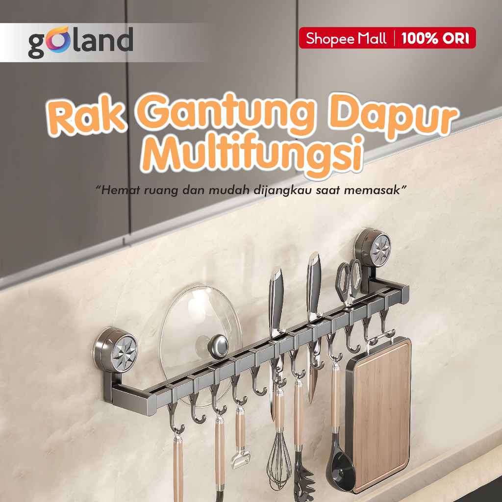 Rak Gantung Alat Dapur Tanpa Bor - Rak Plastik Penyimpanan Alat Dapur - Rak Gantungan Alat Masak