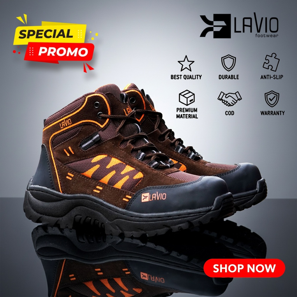 Safety Boots Anti Slip Kulit PU Sol Rubber — Boots Kerja Lapangan Proyek Bangunan Touring Axel