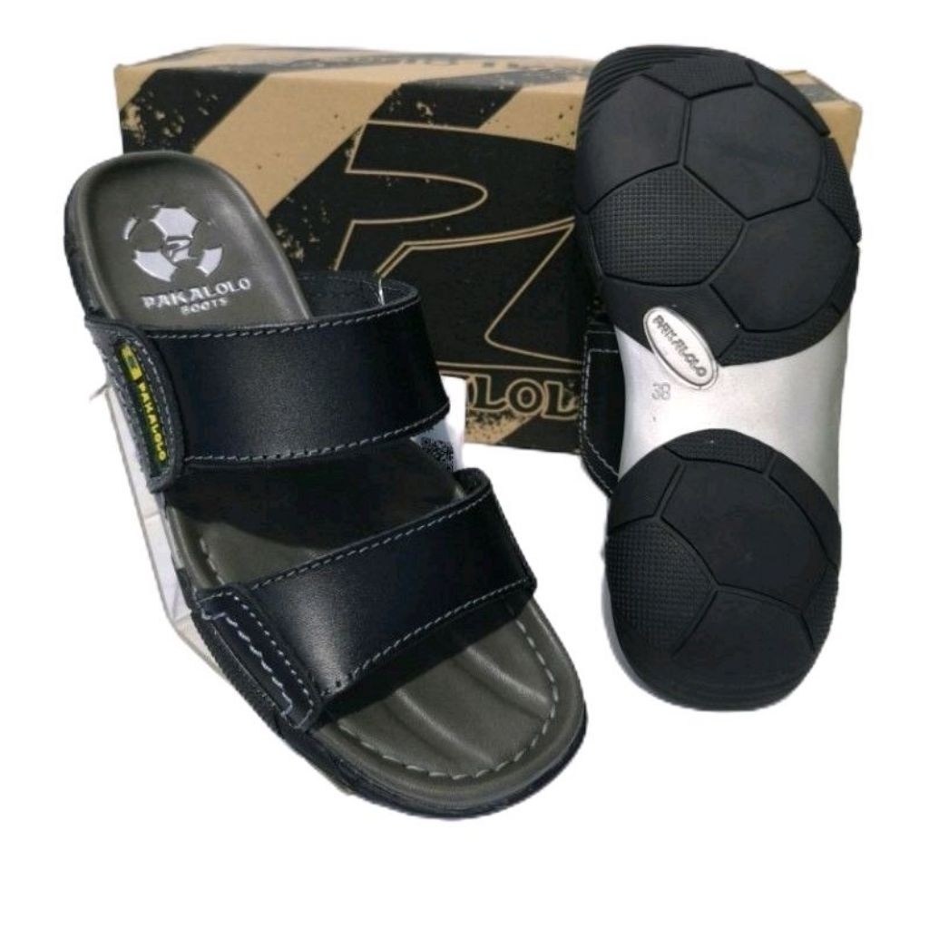 SANDAL KULIT PRIA PAKALOLO 2321 HITAM ORIGINAL