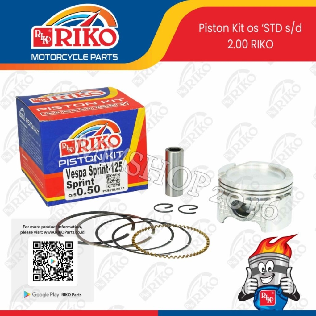 PISTON KIT VESPA MATIC SPRINT 125CC RIKO