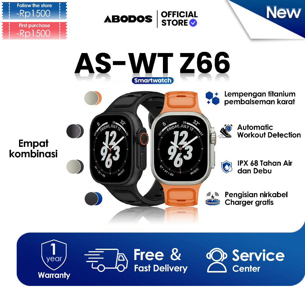 OEM Smartwatch Z66 Ultra Bluetooth Phone Call Layar Full HD Baru Gratis TWS Strap Garansi