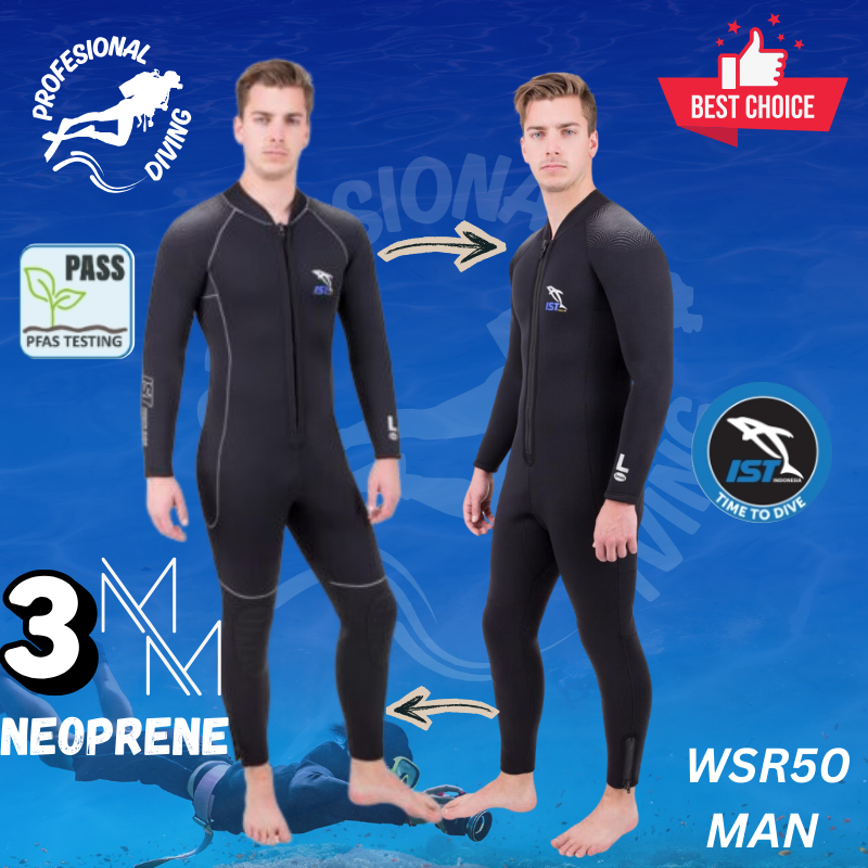 Baju Jaket Selam 3MM Rental Jumpsuit Wetsuit MAN WSR50 IST