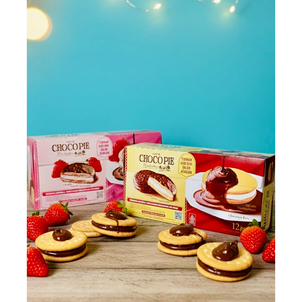 Choco Pie Lotte 1 Box | Marshmallow Cake Coklat