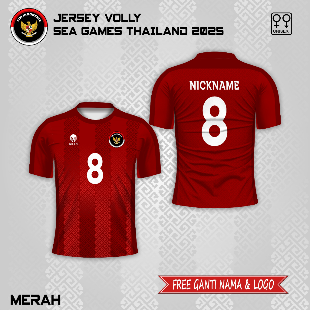 Jersey Volly Timnas Indonesia Sea Games Thailand 2025 Baju Volley ball putra putri Pesta Olahraga As