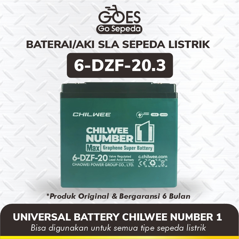 GOES Aki Baterai 20.3 Sepeda Listrik Universal | Baterai Motor Listrik 6-DZF-20.3