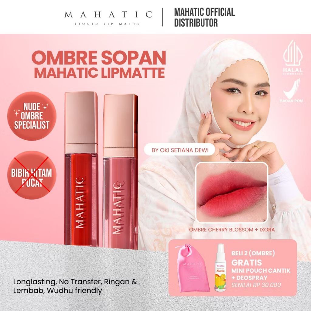 MAHATIC OMBRE Bi bir lembab Tahan 24 jam HyperMate Lipstik High Pigmented Lipstik  dengan Tekstur Mo