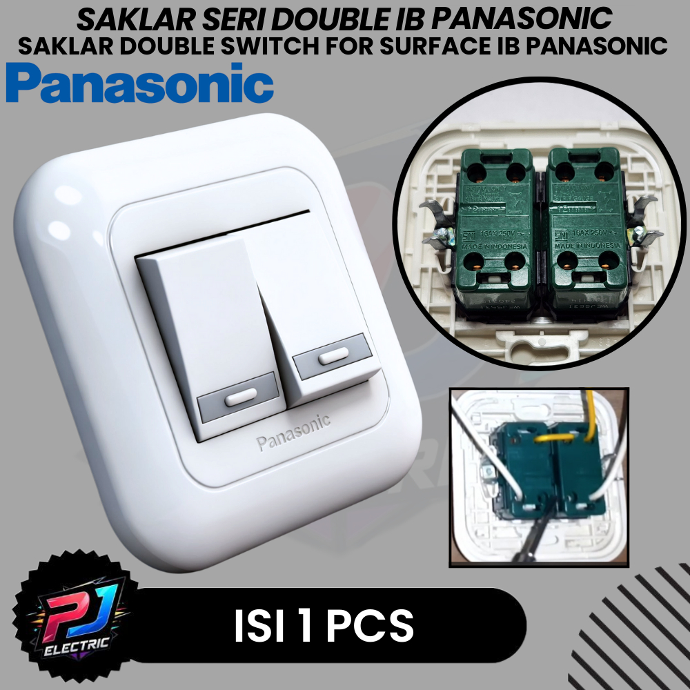 Saklar Seri IB Panasonic / Saklar Double Switch Inbow Panasonic Warna Putih Seri Tanam Kuat Awet Ori