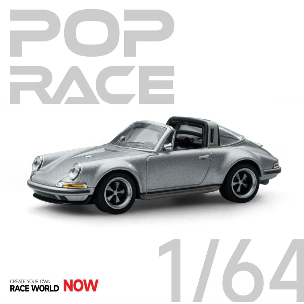 POP RACE PORSCHE SINGER TARGA SILVER 1:64
