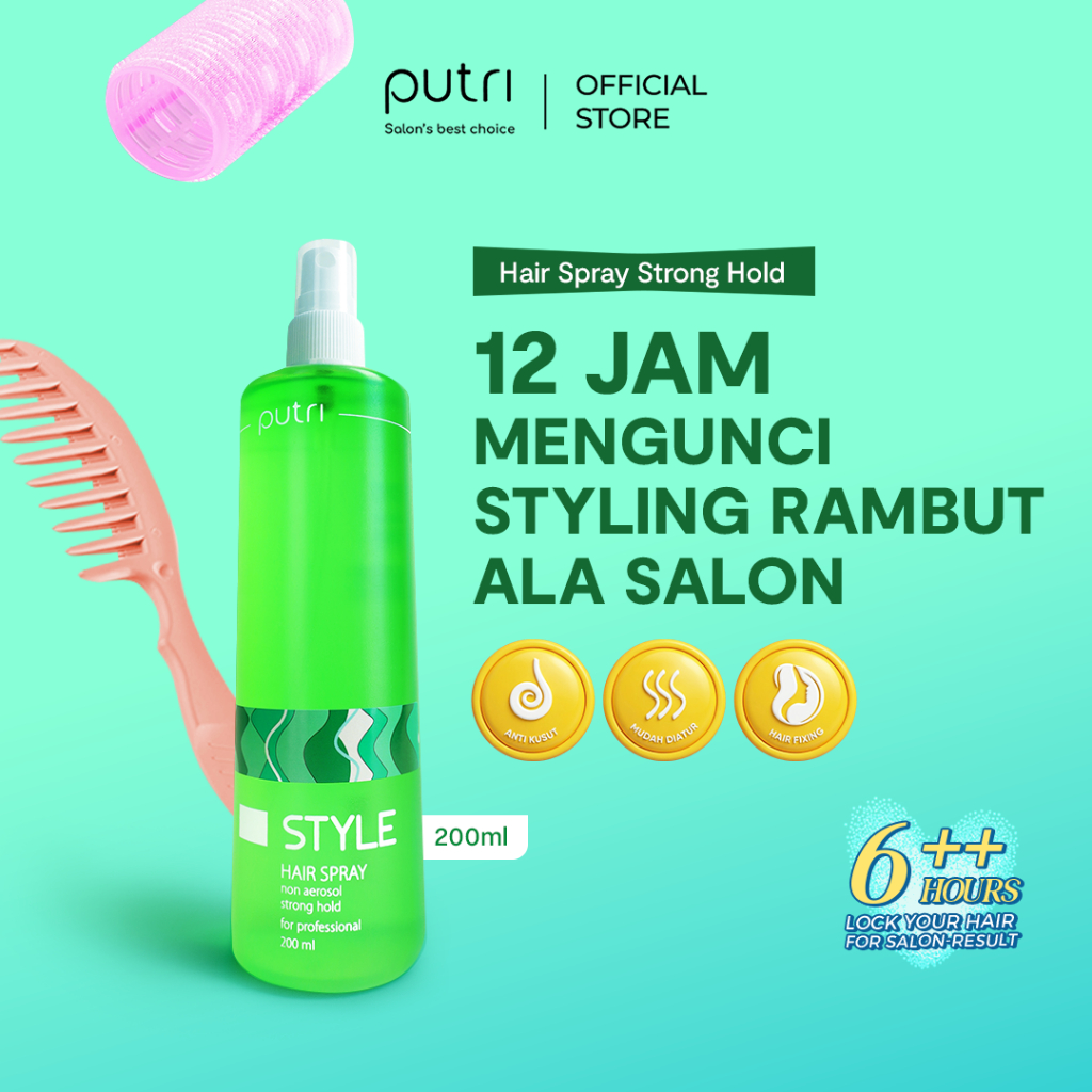 Putri Hair Spray Non-Aerosol Strong 200mL for Professional Use – Styling Rambut Extra Kuat & Tahan L