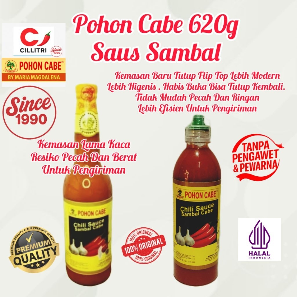 Pohon Cabe Saus Sambal Botolan 620g Tanpa pengawet dan Pewarna..