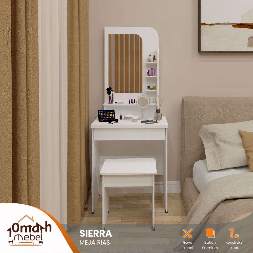 Omah Mebel Surabaya - Meja Rias series Sierra TERBARU Meja rias Aesthetic kursi Minimalis dan Cermin
