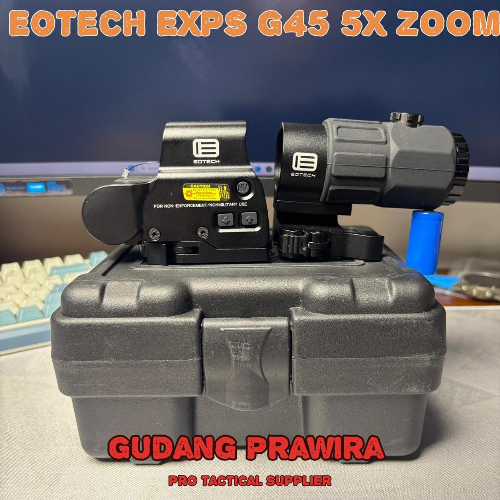 EOTECH Holosight EXPS3 + G45 5x Maginifier Scope AEG GBBR M3 M2 Acog - G45 Magnifier, TANPA Baterai