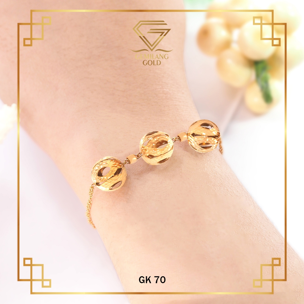 Gelang Emas Boba Rose Gold Kadar 8K/375 Gemilang Gold ID (GK 70)