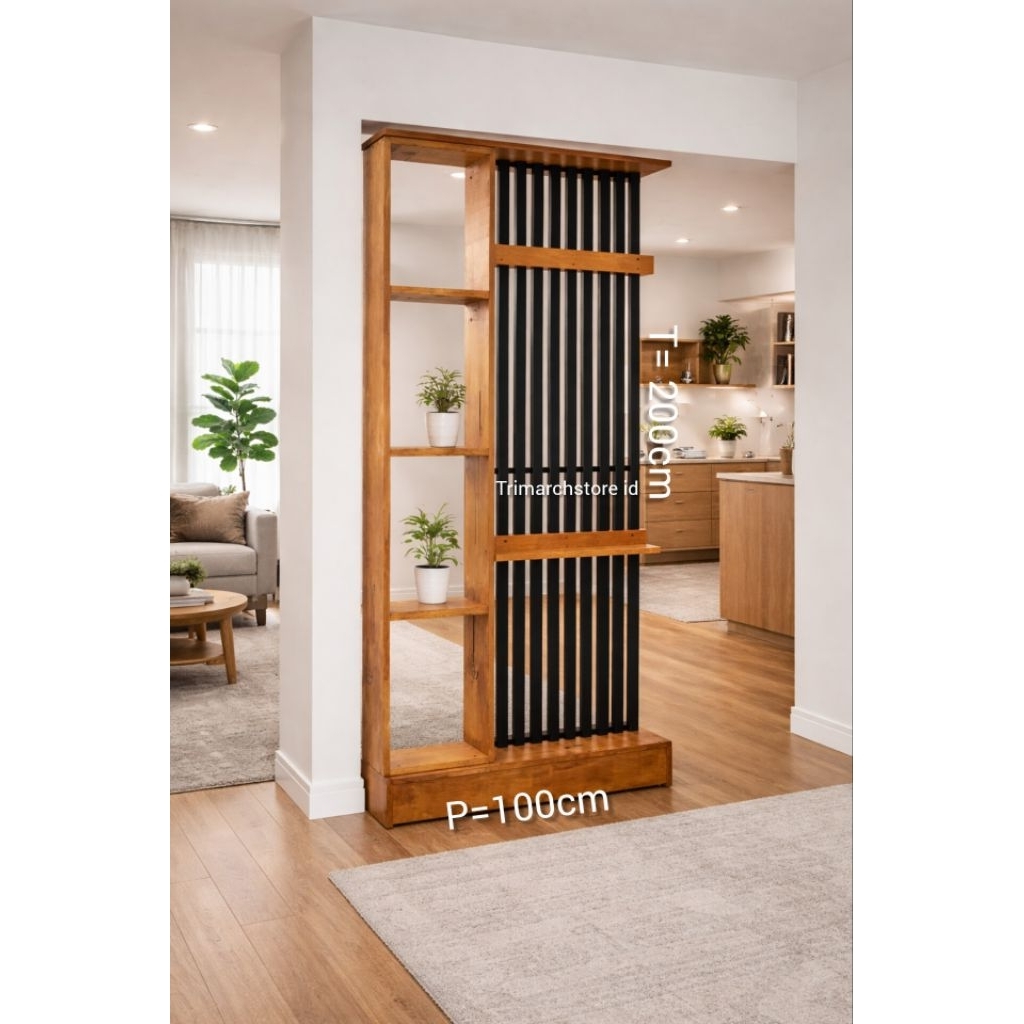 Rak Partisi Ruangan Kayu Minimalis – Sekat Ruangan Estetik & Fungsional
