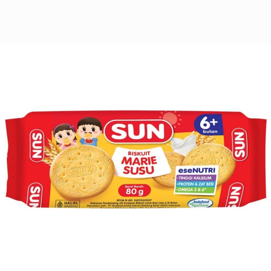 SUN sun biskuit bayi 6+ bulan biskuit marie susu 80 g